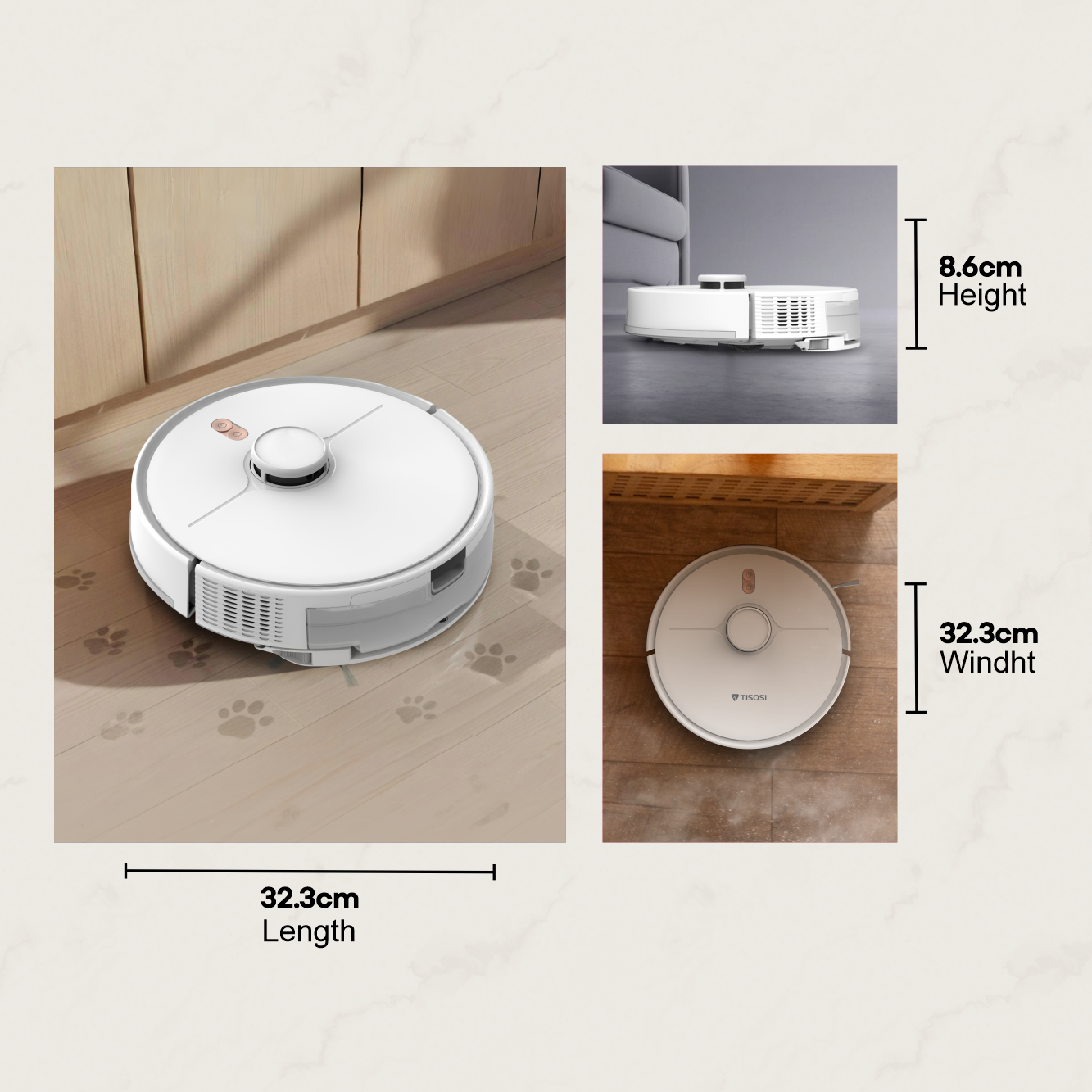 TISOSI Flobot R1 Pro Vacuum and Mop Robot with 6000Pa Strong Suction, LDS Laser Navigation, 5000mAh Battery, Tisosi App & Voice Control, Auto Carpet Boost, Ideal for All Floors. - Image 6