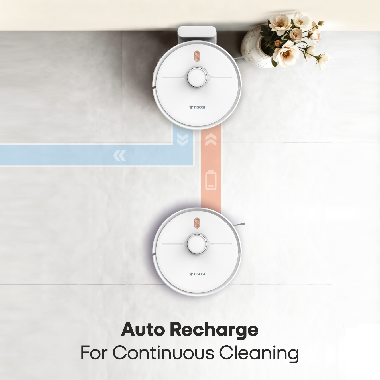 TISOSI Flobot R1 Pro Vacuum and Mop Robot with 6000Pa Strong Suction, LDS Laser Navigation, 5000mAh Battery, Tisosi App & Voice Control, Auto Carpet Boost, Ideal for All Floors. - Image 4