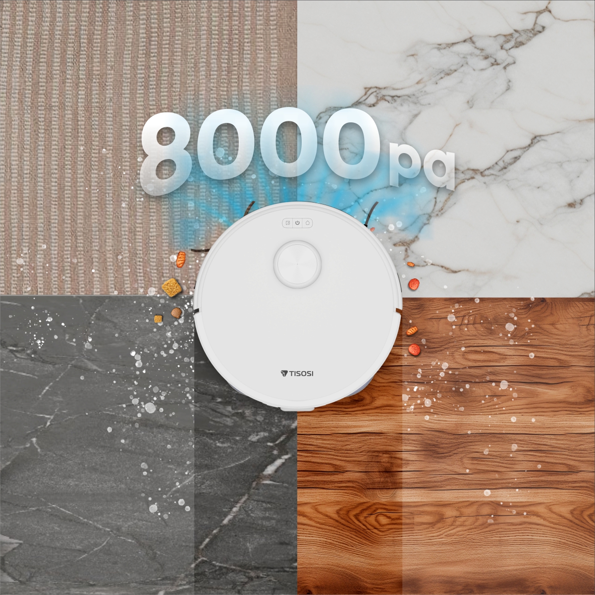 TISOSI FLOBOT VR10 ULTRA Robot Vacuum with 8000Pa Suction & Edge to Edge Cleaning | AI 3D Obstacle Avoidance | Vacuum & Mop | App & Voice Control for Indian Homes - Image 5