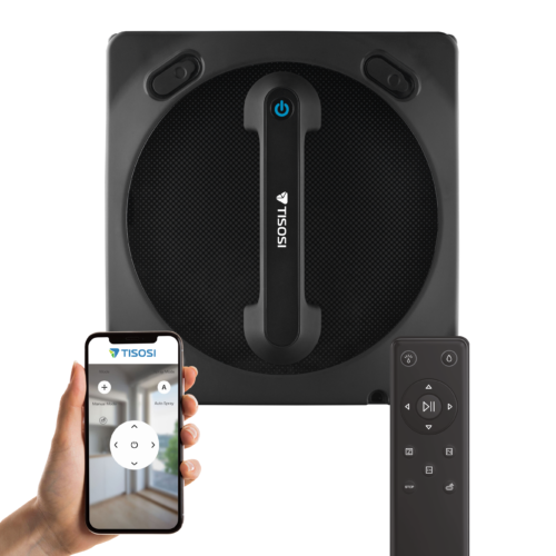 TISOSI PANAROBO W-1T Window Cleaning Robot with Vibration, Dual Nozzles with Ultrasonic Spray, High Cleaning Performance with 4 Auto Paths, App/Remote Control, 2600Pa Suction, Anti-Slip System