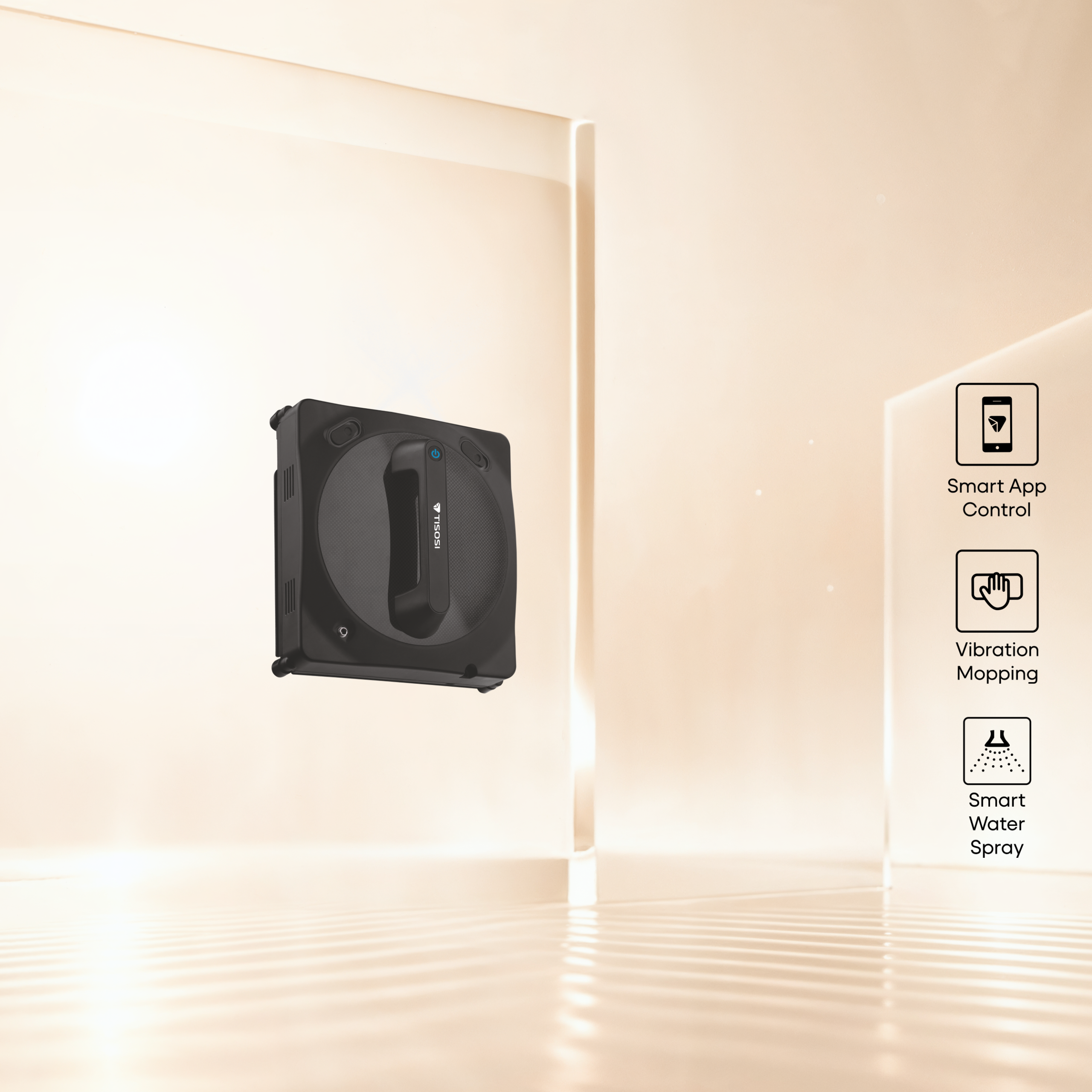 TISOSI PANAROBO W-1T Window Cleaning Robot with Vibration, Dual Nozzles with Ultrasonic Spray, High Cleaning Performance with 4 Auto Paths, App/Remote Control, 2600Pa Suction, Anti-Slip System - Image 4